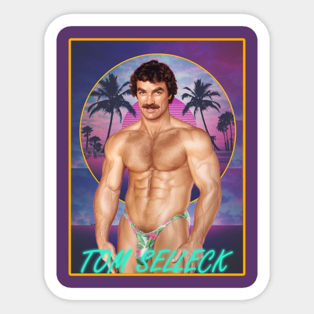 Tom Selleck Retro Vibe Sticker by huskaria